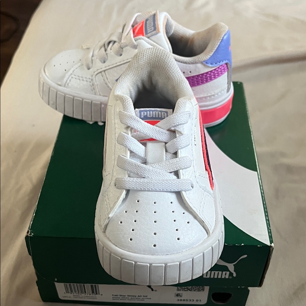Puma Kids White and Pink Sneakers